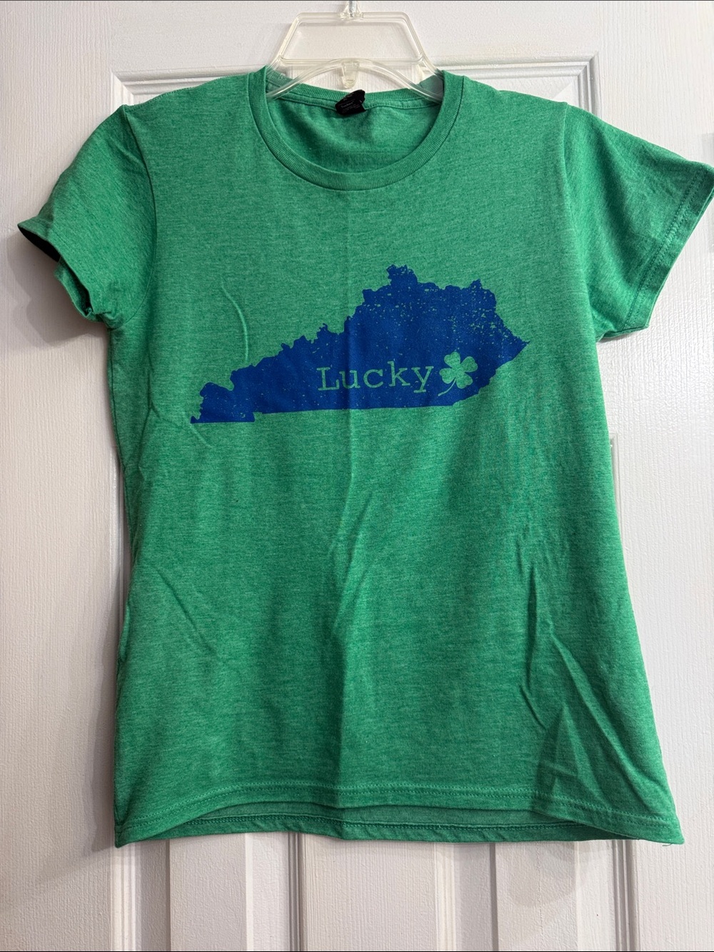 Anvil Green Kids' Tee with Blue Kentucky 'Lucky' Graphic size S